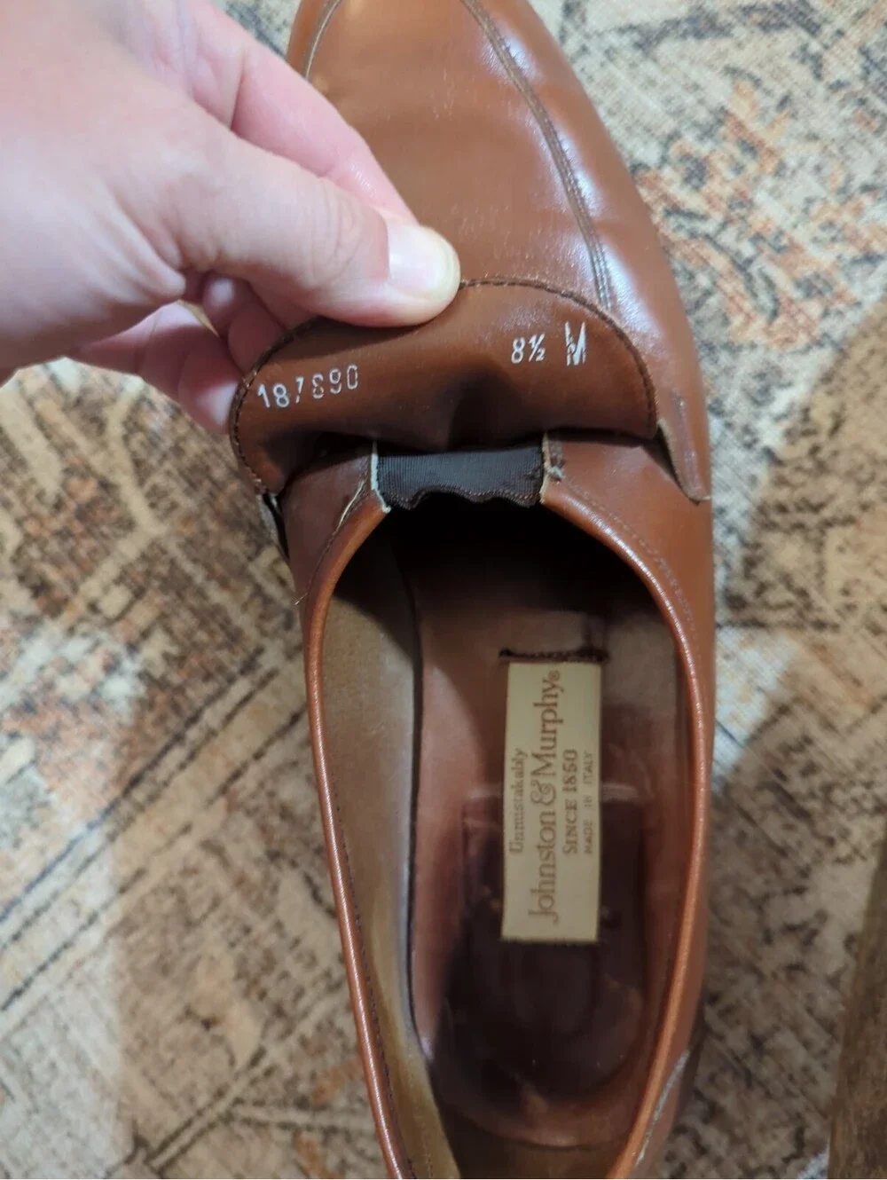 VINTAGE Johnston & Murphy Bit Loafer Size 8.5 Brown Leather Made in Italy